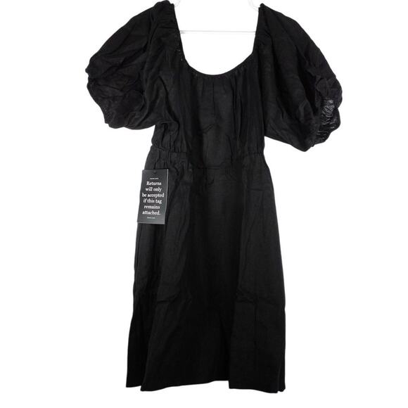 New Tuckernuck Pomander Place Womens 2XL Black Puff Sleeve Ares Mini Dress Linen - Picture 13 of 13
